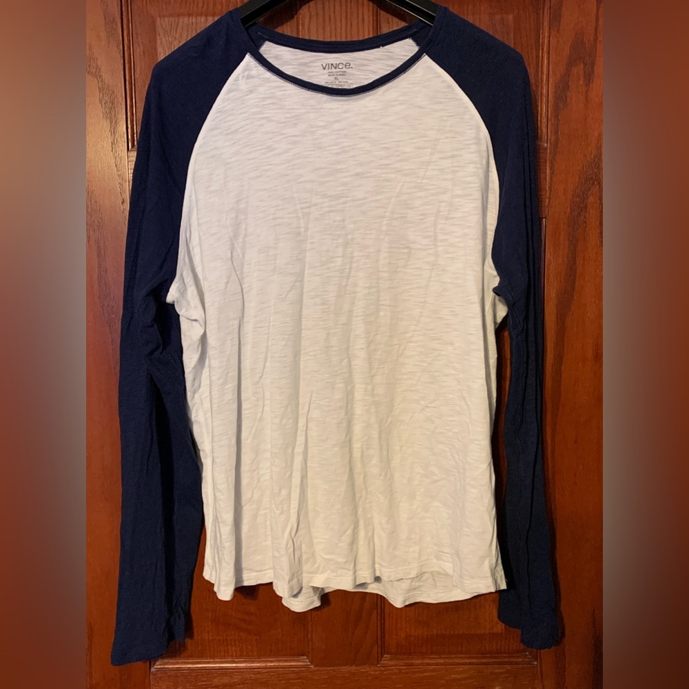 Like New Mens Vince Baseball Tee Navy/White Size XL